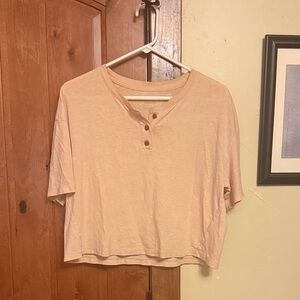 Everlane Beige Short Sleeve Henley Tee